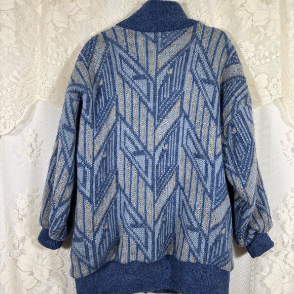 Vintage Wool Jacket Coat Blue Scandinavian Eclectic Size Medium Large - Picture 8 of 13
